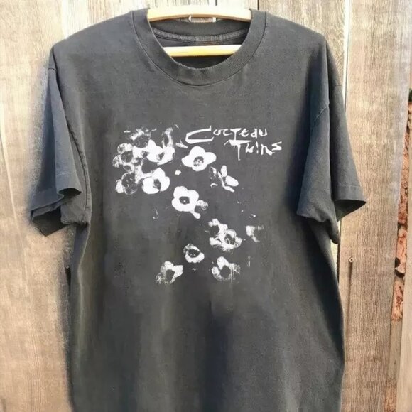 Cocteau Twins Aesthetic Flower T-Shirt, Cocteau Twins Floral unisex tee black - Picture 1 of 4